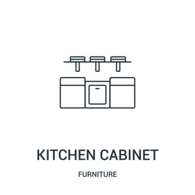 mutfak dolap simge vektör mobilya Collection. İnce çizgi mutfak dolap anahat simgesini vektör çizim. Web ve mobil uygulamalar, logo, baskı ortamı kullanmak için doğrusal sembolü.