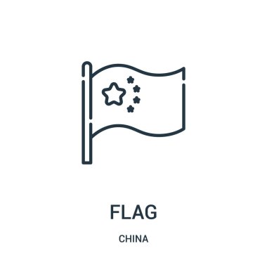 bayrak simge vektör Çin koleksiyonundan. İnce çizgi bayrak simge vektör çizim anahat. Web ve mobil uygulamalar, logo, baskı ortamı kullanmak için doğrusal sembolü.