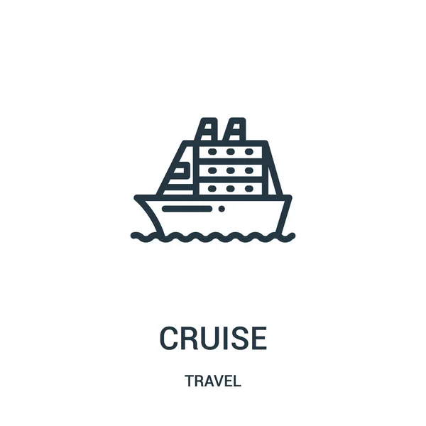 Vector icono de crucero de la colección de viajes. Ilustración de vector de icono de contorno de crucero de línea delgada. Símbolo lineal para su uso en aplicaciones web y móviles, logotipo, medios impresos . — Vector de stock