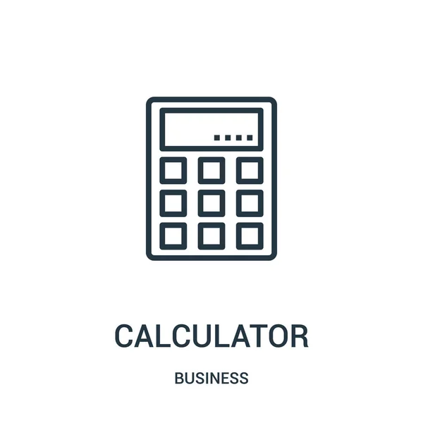 Calculatrice icône vecteur de la collection d'entreprise. Illustration vectorielle d'icône de contour de calculatrice de ligne mince. Symbole linéaire pour utilisation sur applications web et mobiles, logo, médias imprimés . — Image vectorielle