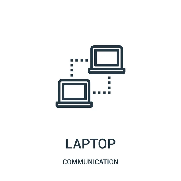 コミュニケーション コレクションからノート パソコンのアイコン ベクトルです。細い線のラップトップ概要アイコン ベクトル イラスト。Web およびモバイル アプリ、ロゴ、印刷媒体に使用する線形記号. — ストックベクタ