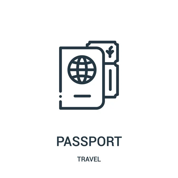 여행 컬렉션에서 여권 아이콘 벡터입니다. 얇은 선 여권 개요 아이콘 벡터 일러스트입니다. 웹 및 모바일 애플 리 케이 션, 로고, 인쇄 매체에서 사용 하기 위해 선형 기호. — 스톡 벡터