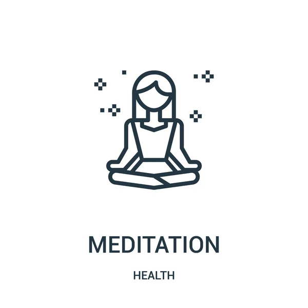 Vector icono de meditación de la colección de salud. Línea delgada meditación esquema icono vector ilustración. Símbolo lineal para su uso en aplicaciones web y móviles, logotipo, medios impresos . — Archivo Imágenes Vectoriales