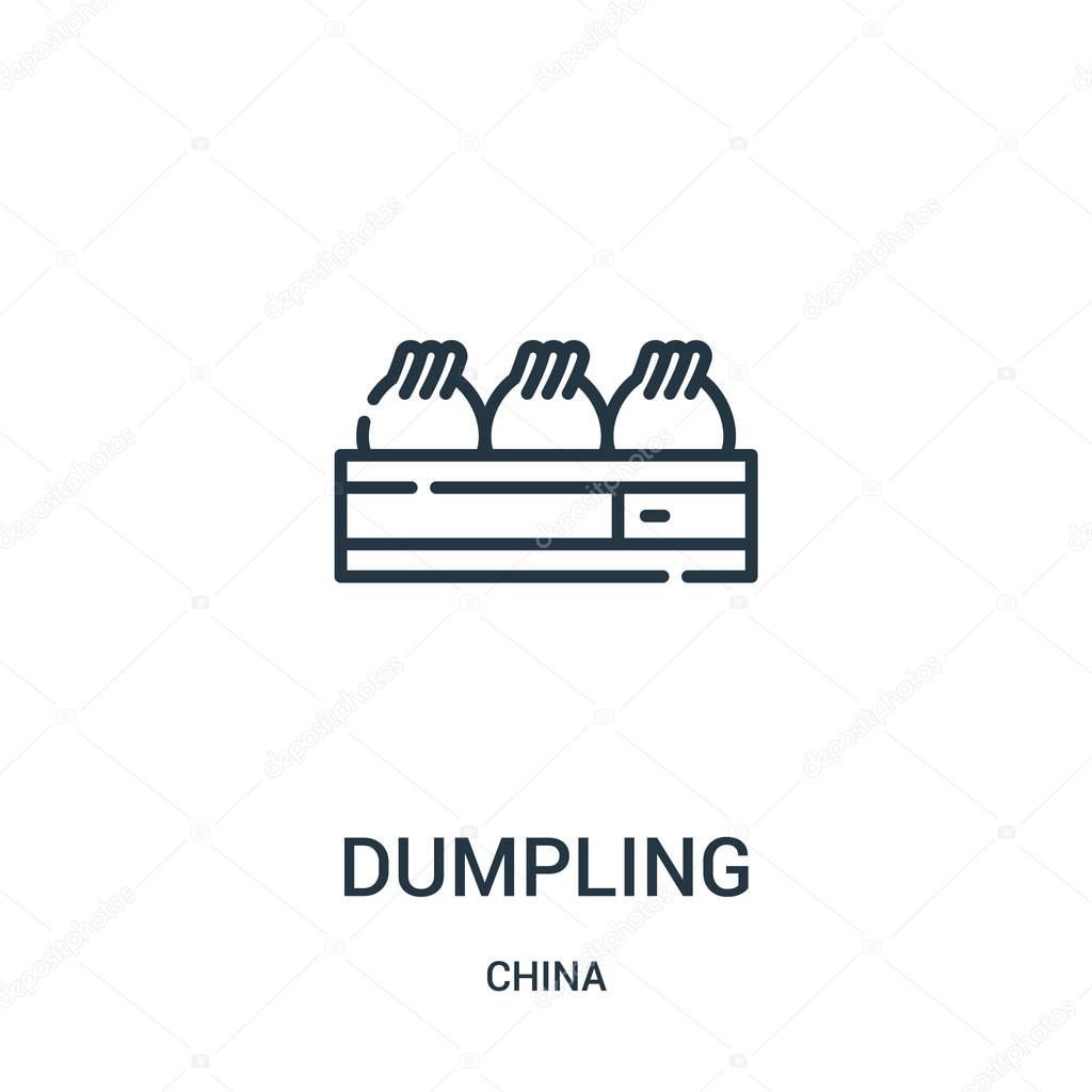 Dumpling icon vector from china collection. Thin line dumpling outline icon vector illustration. Linear symbol for use on web and mobile apps, logo, print media.