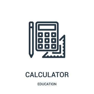 hesap makinesi simge vektör eğitim koleksiyonundan. İnce çizgi hesap makinesi anahat simgesini vektör çizim. Web ve mobil uygulamalar, logo, baskı ortamı kullanmak için doğrusal sembolü.