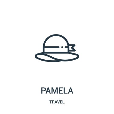 Pamela simge vektör seyahat koleksiyonundan. İnce pamela anahat simgesini vektör çizim çizgi. Web ve mobil uygulamalar, logo, baskı ortamı kullanmak için doğrusal sembolü.