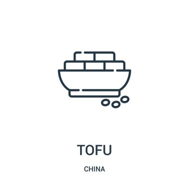 tofu simge vektör Çin koleksiyonundan. İnce çizgi tofu anahat simgesini vektör çizim. Web ve mobil uygulamalar, logo, baskı ortamı kullanmak için doğrusal sembolü.