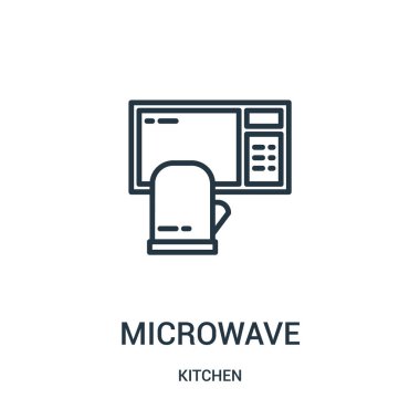 mikrodalga simge vektör mutfak koleksiyonundan. İnce çizgi mikrodalga anahat simgesini vektör çizim. Web ve mobil uygulamalar, logo, baskı ortamı kullanmak için doğrusal sembolü.