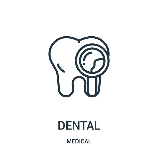 Dental wektor z kolekcji medycznych. Cienka linia stomatologiczne konspektu ikona ilustracja wektorowa. Symbol liniowy do użycia w sieci web i aplikacji mobilnych, logo, nośników wydruku. — Wektor stockowy