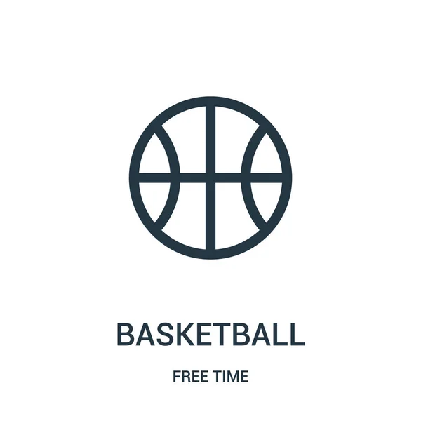 Vector icono de baloncesto de la colección de tiempo libre. Ilustración vectorial delgada línea de baloncesto contorno icono. Símbolo lineal para su uso en aplicaciones web y móviles, logotipo, medios impresos . — Vector de stock