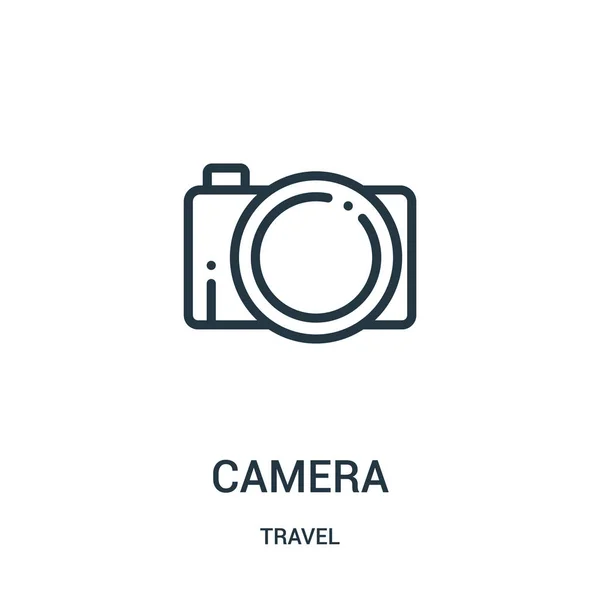 Вектор піктограми камери з колекції подорожей Тонка лінія камери окреслює піктограму Векторні ілюстрації. Лінійний символ для використання у веб- та мобільних додатках, логотипі, друкованих засобах масової інформації . — стоковий вектор