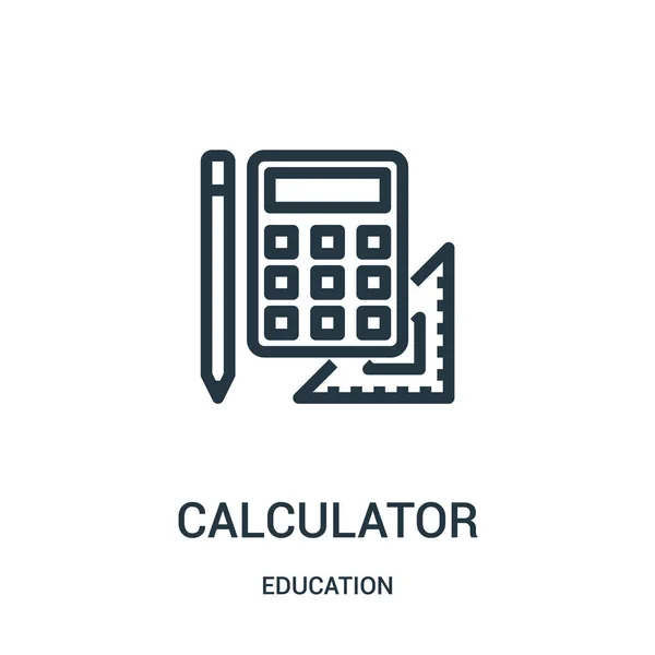 Calculadora vector icono de la colección de educación. Calculadora de línea delgada esquema icono vector ilustración. Símbolo lineal para su uso en aplicaciones web y móviles, logotipo, medios impresos . — Archivo Imágenes Vectoriales