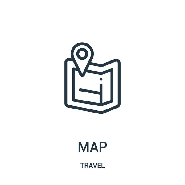 Mapa vector icono de la colección de viajes. Ilustración de vector de icono de esquema de mapa de línea delgada. Símbolo lineal para su uso en aplicaciones web y móviles, logotipo, medios impresos . — Vector de stock