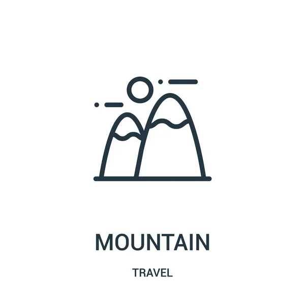 Vector icono de montaña de la colección de viajes. Línea delgada montaña contorno icono vector ilustración. Símbolo lineal para su uso en aplicaciones web y móviles, logotipo, medios impresos . — Archivo Imágenes Vectoriales