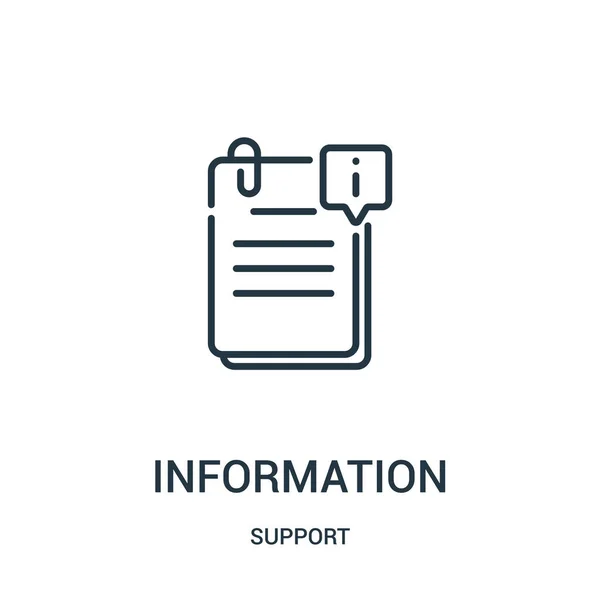 Icône d'information vecteur de la collection de soutien. Illustration vectorielle d'icône de contour d'information de ligne mince. Symbole linéaire pour utilisation sur applications web et mobiles, logo, médias imprimés . — Image vectorielle