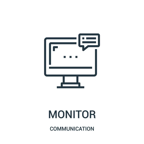 Monitor vector icono de la colección de comunicación. Ilustración de vector de icono de contorno de monitor de línea delgada. Símbolo lineal para su uso en aplicaciones web y móviles, logotipo, medios impresos . — Vector de stock