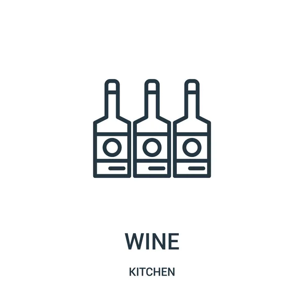 Vector icono de vino de la colección de cocina. Ilustración de vectores de iconos delgadas líneas de vino. Símbolo lineal para su uso en aplicaciones web y móviles, logotipo, medios impresos . — Vector de stock