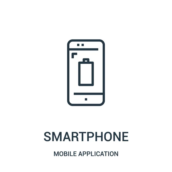 Smartphone vector icono de la colección de aplicaciones móviles. Línea delgada teléfono inteligente contorno icono vector ilustración. Símbolo lineal para su uso en aplicaciones web y móviles, logotipo, medios impresos . — Vector de stock