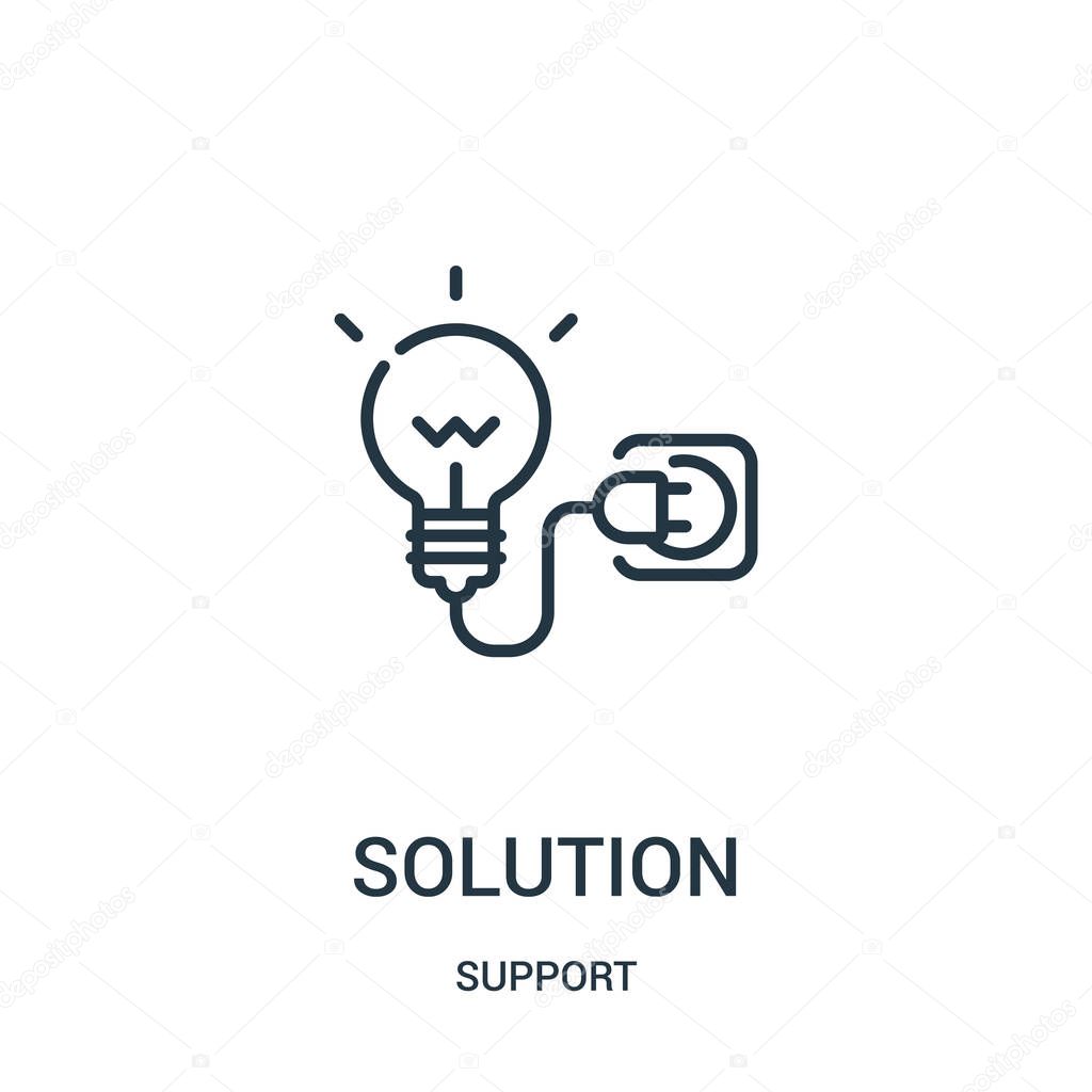 Solution icon vector from support collection. Thin line solution outline icon vector illustration. Linear symbol for use on web and mobile apps, logo, print media.