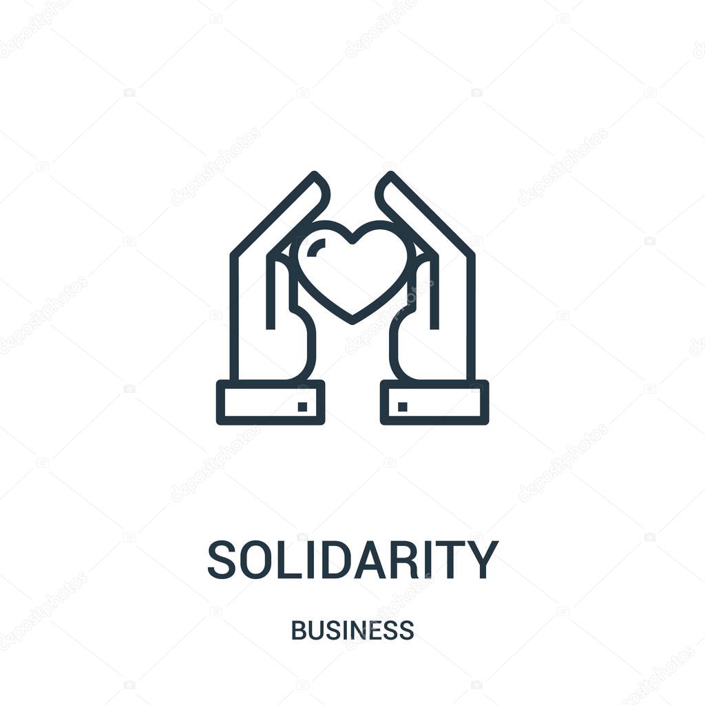solidarity icon vector from business collection. Thin line solidarity outline icon vector illustration. Linear symbol for use on web and mobile apps, logo, print media.