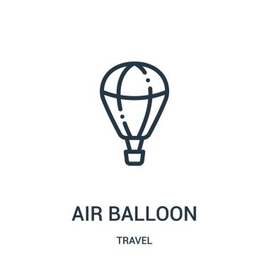 Hava Balon simge vektör seyahat koleksiyonundan. İnce çizgi hava balon anahat simgesini vektör çizim. Web ve mobil uygulamalar, logo, baskı ortamı kullanmak için doğrusal sembolü.