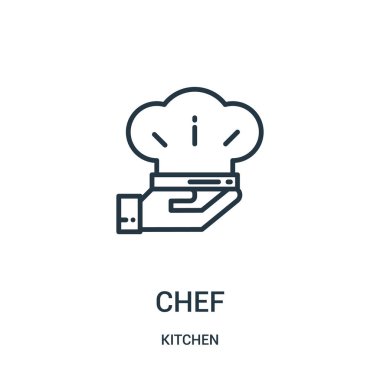 Şef simge vektör mutfak koleksiyonundan. İnce çizgi Şef anahat simgesini vektör çizim. Web ve mobil uygulamalar, logo, baskı ortamı kullanmak için doğrusal sembolü.