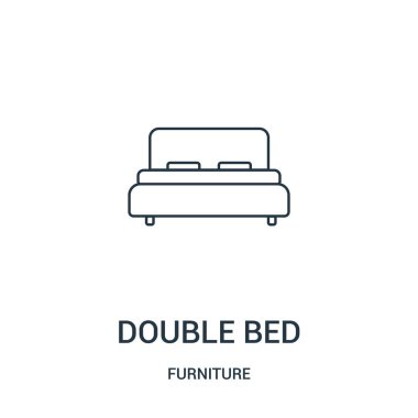 Çift Kişilik Yatak simge vektör mobilya Collection. İnce çizgi Çift Kişilik Yatak anahat simgesini vektör çizim. Web ve mobil uygulamalar, logo, baskı ortamı kullanmak için doğrusal sembolü.