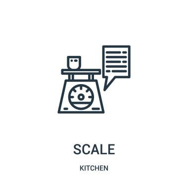 ölçek simge vektör mutfak koleksiyonundan. İnce çizgi ölçeği anahat simgesini vektör çizim. Web ve mobil uygulamalar, logo, baskı ortamı kullanmak için doğrusal sembolü.
