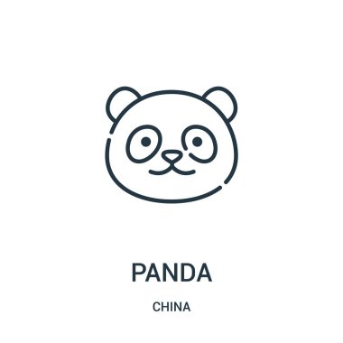 Panda simge vektör Çin koleksiyonundan. İnce çizgi panda simge vektör çizim anahat. Web ve mobil uygulamalar, logo, baskı ortamı kullanmak için doğrusal sembolü.
