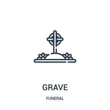 mezar simge vektör cenaze koleksiyonundan. İnce çizgi mezar anahat simgesini vektör çizim. Web ve mobil uygulamalar, logo, baskı ortamı kullanmak için doğrusal sembolü.