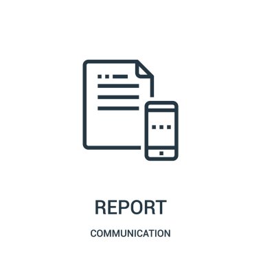 rapor simge vektör iletişim koleksiyonundan. İnce çizgi rapor anahat simgesini vektör çizim. Web ve mobil uygulamalar, logo, baskı ortamı kullanmak için doğrusal sembolü.