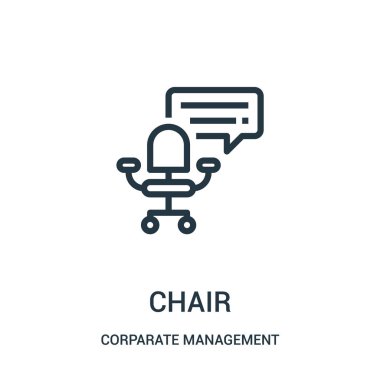 chair icon vector from corparate management collection. Thin line chair outline icon vector illustration. Linear symbol for use on web and mobile apps, logo, print media. clipart