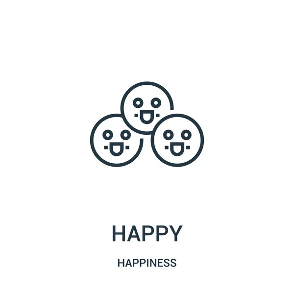 Vector icono feliz de la colección de la felicidad. Línea delgada contorno feliz icono vector ilustración. Símbolo lineal para su uso en aplicaciones web y móviles, logotipo, medios impresos . — Vector de stock