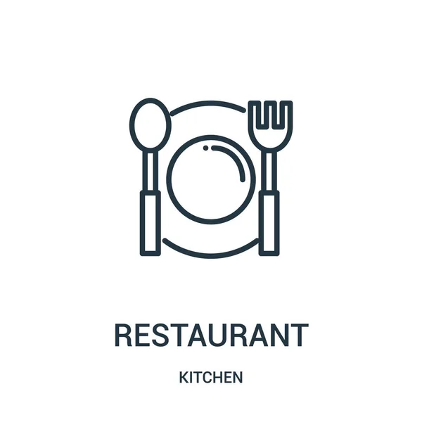 Значок ресторану вектор з колекції кухні. Тонка лінія ресторан контур значок Векторні ілюстрації. Лінійний символ для використання у веб- та мобільних додатках, логотипі, друкованих засобах масової інформації . — стоковий вектор