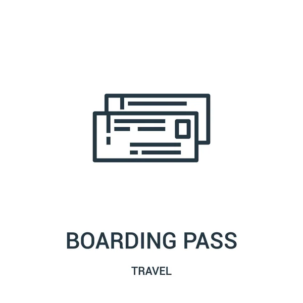 Boarding pass pictogram vector uit reizen collectie. Dunne lijn boarding pass overzicht pictogram vectorillustratie. Lineaire symbool voor gebruik op het web en mobiele apps, logo, gedrukte media. — Stockvector