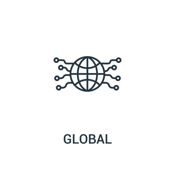 Global icône vecteur de la collection d'annonces. Illustration vectorielle d'icône de contour global à ligne mince. Symbole linéaire pour utilisation sur applications web et mobiles, logo, médias imprimés . — Image vectorielle