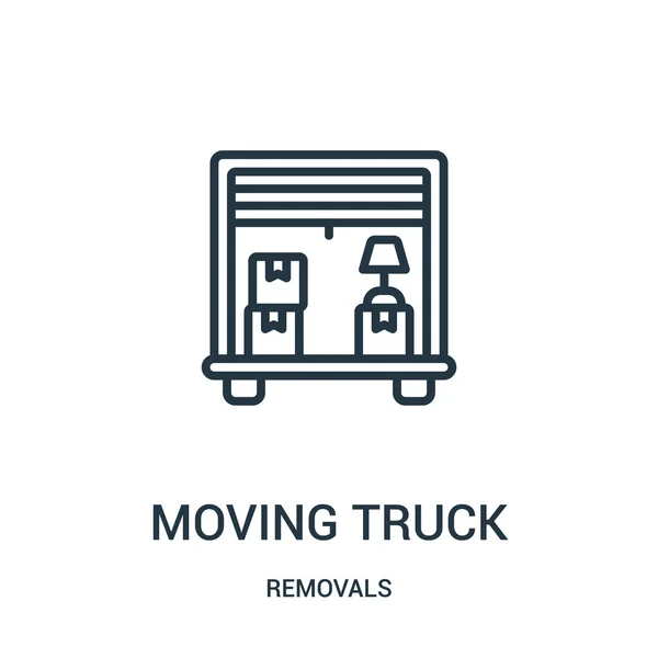 Moving truck icon vector from removals collection. Thin line moving truck outline icon vector illustration. Linear symbol for use on web and mobile apps, logo, print media. — Stock Vector