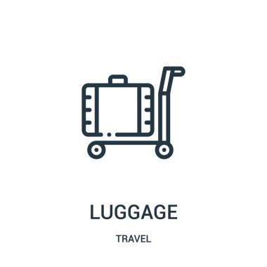 Bagaj simge vektör seyahat koleksiyonundan. İnce çizgi Bagaj anahat simgesini vektör çizim. Web ve mobil uygulamalar, logo, baskı ortamı kullanmak için doğrusal sembolü.