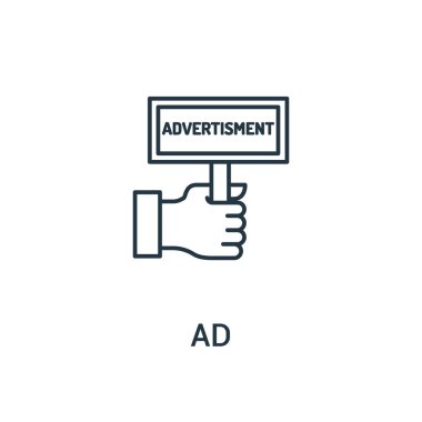reklam simge vektör reklamlar koleksiyonundan. İnce çizgi reklam anahat simgesini vektör çizim. Web ve mobil uygulamalar, logo, baskı ortamı kullanmak için doğrusal sembolü.