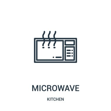 mikrodalga simge vektör mutfak koleksiyonundan. İnce çizgi mikrodalga anahat simgesini vektör çizim. Web ve mobil uygulamalar, logo, baskı ortamı kullanmak için doğrusal sembolü.