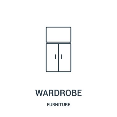 dolap simge vektör mobilya Collection. İnce çizgi gardırop anahat simgesini vektör çizim. Web ve mobil uygulamalar, logo, baskı ortamı kullanmak için doğrusal sembolü.