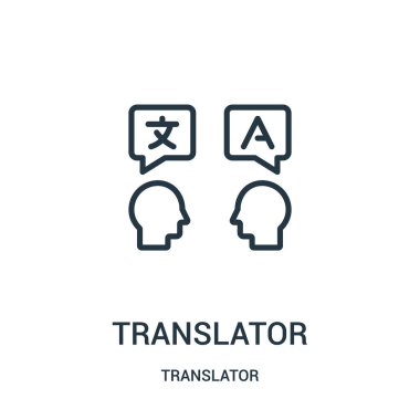 çevirmen simge vektör çevirmen koleksiyonundan. İnce çizgi çevirmen anahat simgesini vektör çizim. Web ve mobil uygulamalar, logo, baskı ortamı kullanmak için doğrusal sembolü.