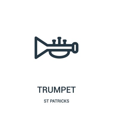 trompet simge vektör St patricks koleksiyonu. İnce çizgi trompet anahat simgesini vektör çizim. Web ve mobil uygulamalar, logo, baskı ortamı kullanmak için doğrusal sembolü.