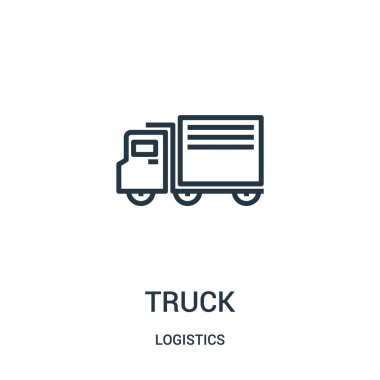 kamyon simge vektör lojistik koleksiyonundan. İnce çizgi kamyon anahat simgesini vektör çizim. Web ve mobil uygulamalar, logo, baskı ortamı kullanmak için doğrusal sembolü.