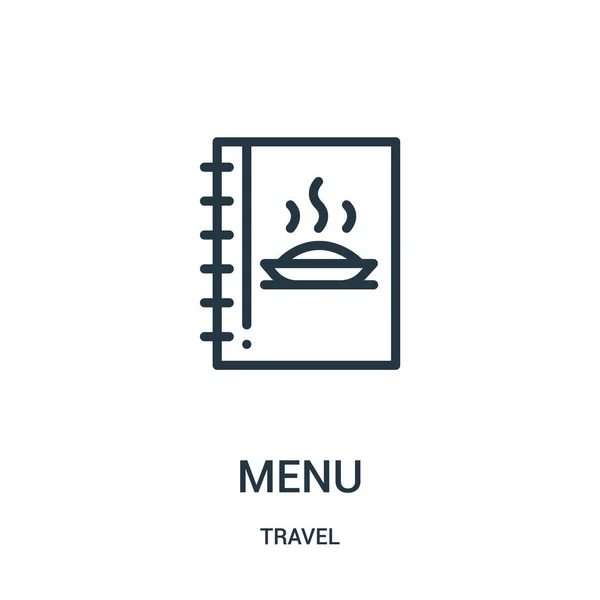 Vetor ícone de menu da coleção de viagens. Delgada linha menu esboço ícone vetor ilustração. Símbolo linear para uso em aplicativos web e móveis, logotipo, mídia impressa . — Vetor de Stock