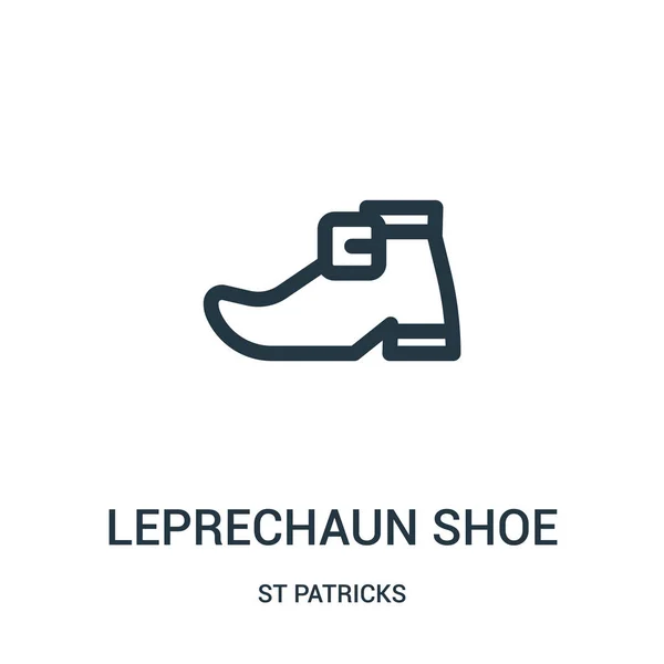 leprechaun shoe icon vector from st patricks collection. Thin line leprechaun shoe outline icon vector illustration. Linear symbol for use on web and mobile apps, logo, print media.