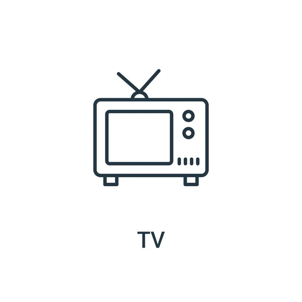 Vecteur icône tv de la collection d'annonces. Illustration vectorielle d'icône de contour de télévision en ligne mince. Symbole linéaire pour utilisation sur applications web et mobiles, logo, médias imprimés . — Image vectorielle