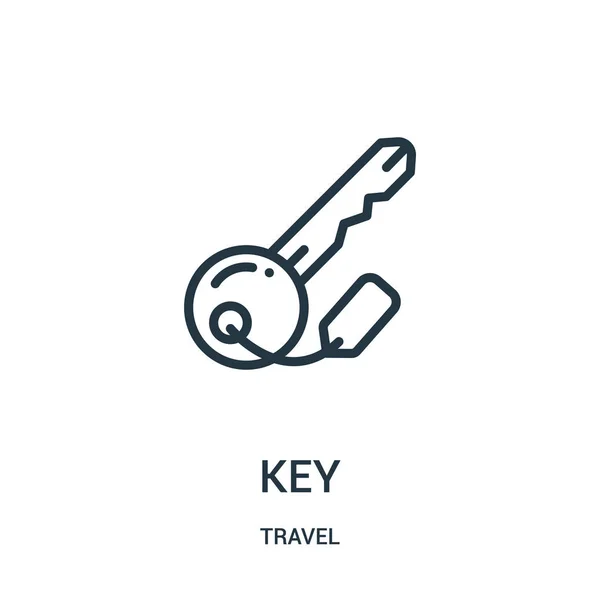 Vector icono clave de la colección de viajes. Línea delgada esquema clave icono vector ilustración. Símbolo lineal para su uso en aplicaciones web y móviles, logotipo, medios impresos . — Vector de stock
