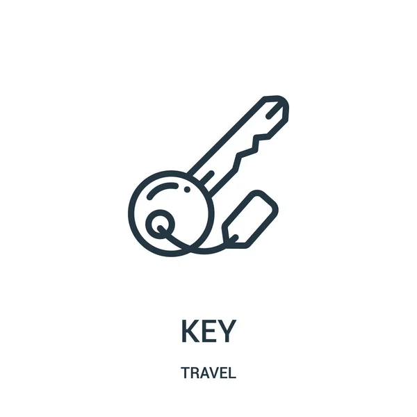 Vetor ícone chave da coleção de viagens. Delgada linha chave esboço ícone vetor ilustração. Símbolo linear para uso em aplicativos web e móveis, logotipo, mídia impressa . — Vetor de Stock