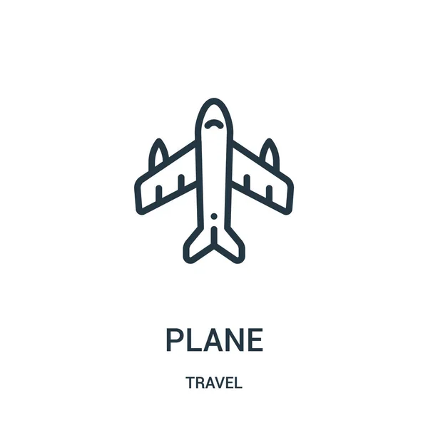 Vliegtuig pictogram vector uit reizen collectie. Dunne lijn vliegtuig overzicht pictogram vectorillustratie. Lineaire symbool voor gebruik op het web en mobiele apps, logo, gedrukte media. — Stockvector